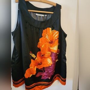 Avenue Black and Orange Floral Blouse